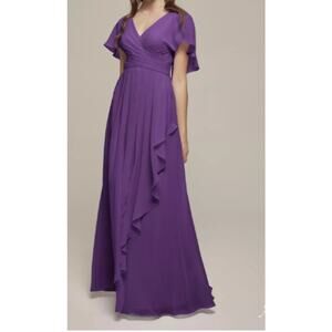 AW BRIDAL 16 2X plus purple Clarice chiffon wedding guest maxi dress NEW b138